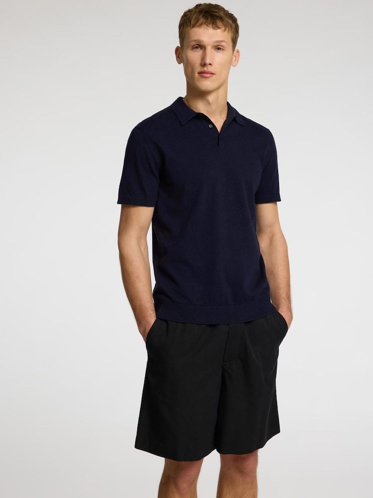 Selected Homme Blue Short Sleeve Knitted Polo Shirt - Image 4 of 4