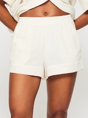 KBX White Annie Cheesecloth Shorts - Image 3 of 6
