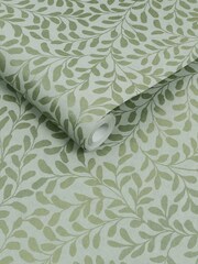 Graham & Brown Sage Gilded Leaf Print A4 Wallpaper Sample - Image 3 of 4