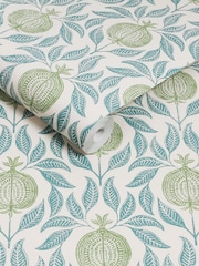 Graham & Brown Blue Green Apple of Grenada A4 Wallpaper Sample - Image 3 of 4