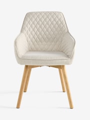 Set of 2 Tweedy Plain Light Natural Hamilton Oak Effect Leg Quilted Dining Chairs - Image 4 of 8