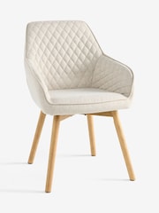 Set of 2 Tweedy Plain Light Natural Hamilton Oak Effect Leg Quilted Dining Chairs - Image 5 of 8