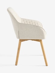 Set of 2 Tweedy Plain Light Natural Hamilton Oak Effect Leg Quilted Dining Chairs - Image 6 of 8