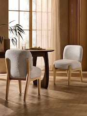 Set of 2 Casual Boucle Oyster Elton Dining Chairs - Image 1 of 8