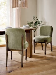 Set of 2 Relaxed Chenille Light Olive Green Elton Dining Chairs - Image 1 of 9