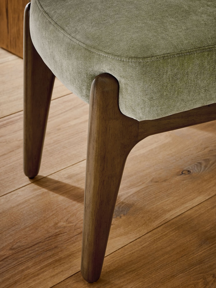 Set of 2 Relaxed Chenille Light Olive Green Elton Dining Chairs - Image 2 of 9