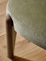 Set of 2 Relaxed Chenille Light Olive Green Elton Dining Chairs - Image 4 of 9