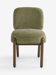 Set of 2 Relaxed Chenille Light Olive Green Elton Dining Chairs - Image 5 of 9