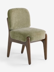 Set of 2 Relaxed Chenille Light Olive Green Elton Dining Chairs - Image 6 of 9