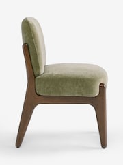 Set of 2 Relaxed Chenille Light Olive Green Elton Dining Chairs - Image 7 of 9