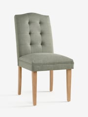 Set of 2 Soft Linen Look Green Malvern Button Light Wood Leg Dining Chairs - Image 3 of 7