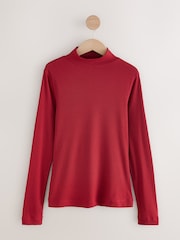 Cherry Red Long Sleeve Ribbed Roll Neck Top - Image 6 of 8