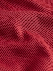Cherry Red Long Sleeve Ribbed Roll Neck Top - Image 7 of 8