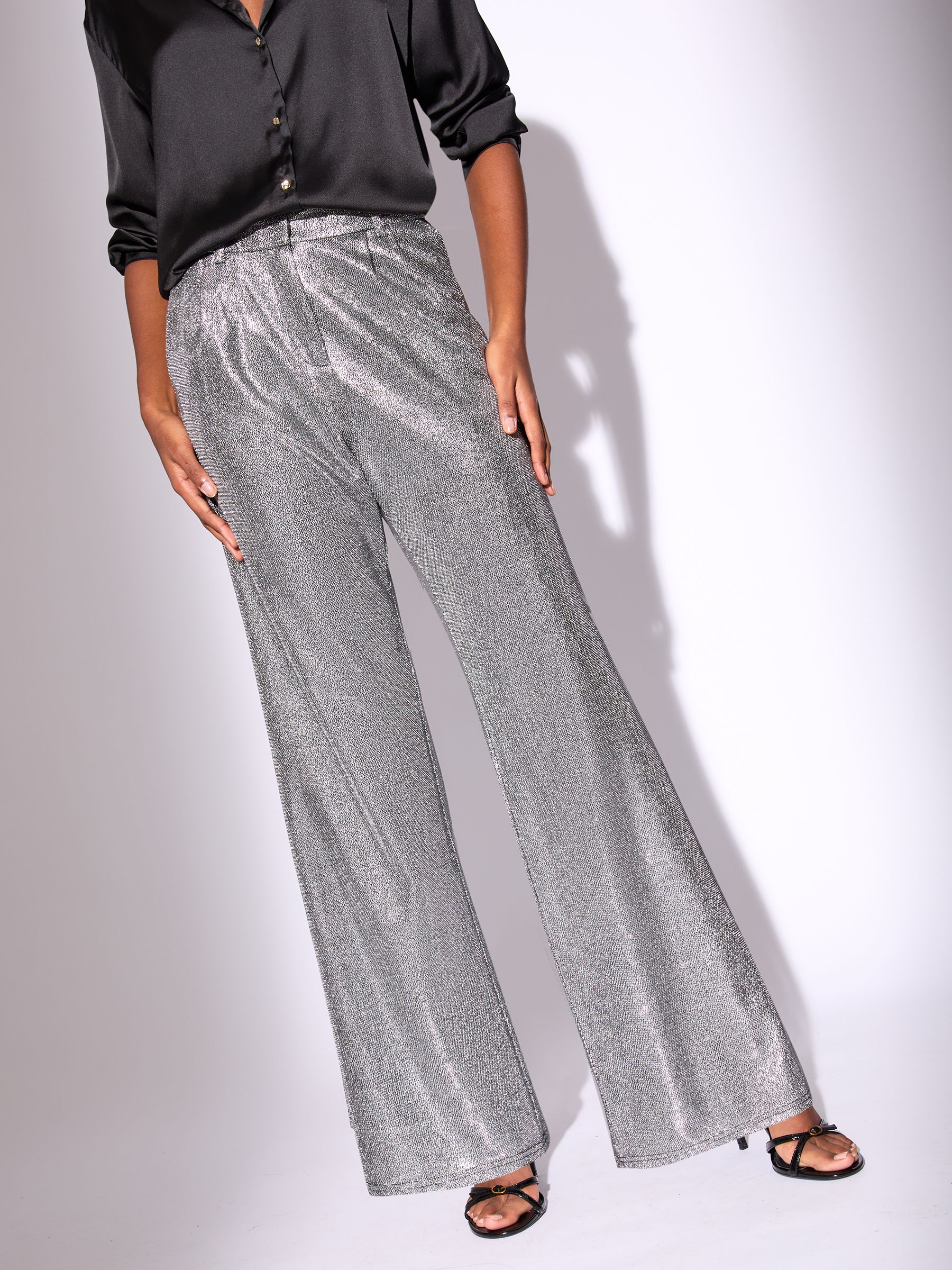Buy Lipsy Metallic Silver Wide Leg Trousers from Next Ireland