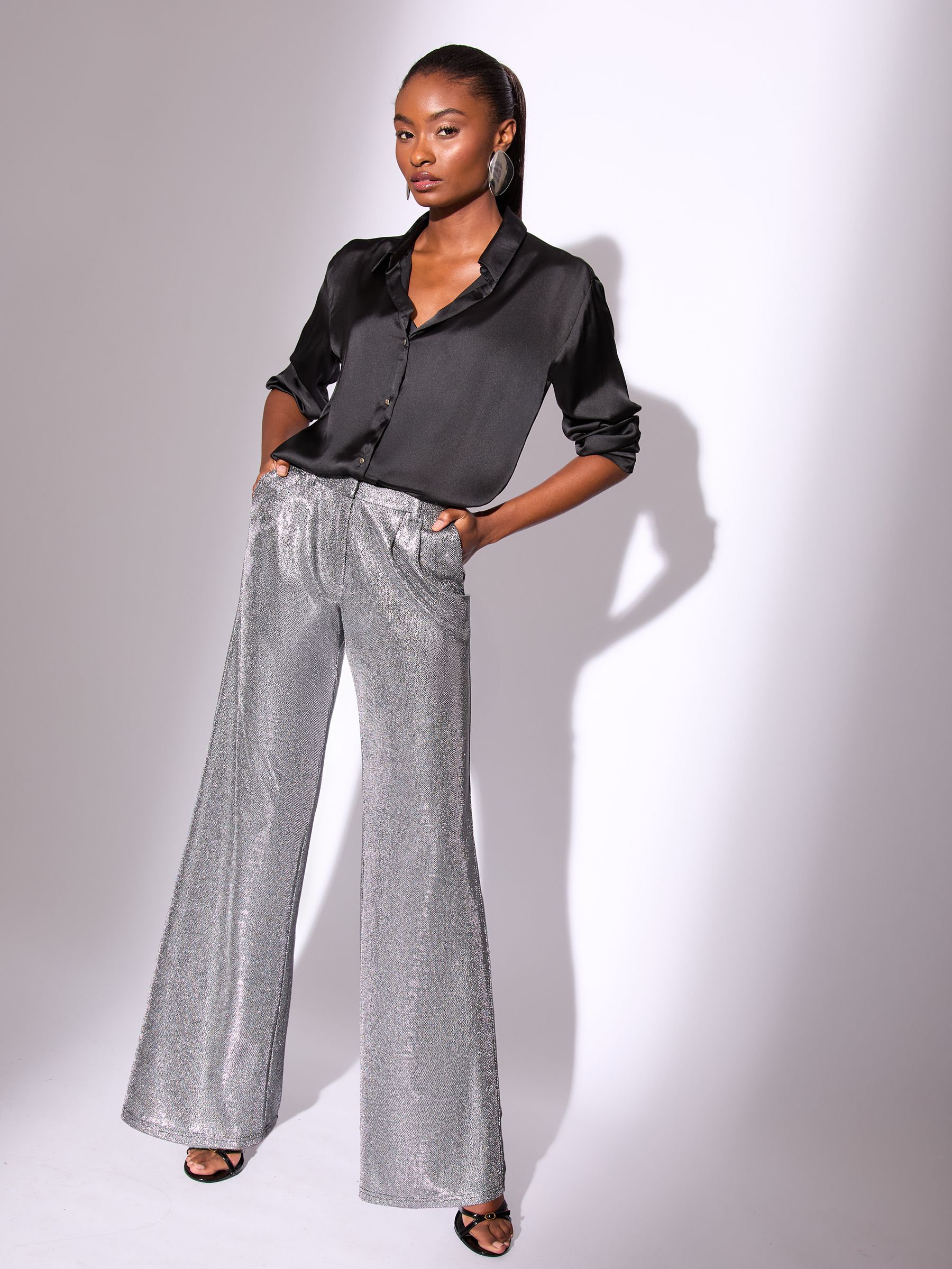 『ALTEREDMIND』big silver pants Buy Lipsy Metallic Silver Wide Leg Trousers from Next Ireland
