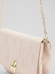 LK Bennett Pink Arianne Trench Moire Curve Flap Wide Clutch Bag - Image 3 of 3