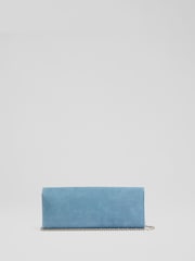 LK Bennett Blue Daisy Powder Suede Curve Flap Clutch Bag - Image 2 of 3