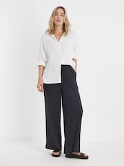 JD Williams Black Linen Wide Leg Trousers - Image 1 of 4
