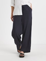 JD Williams Black Linen Wide Leg Trousers - Image 3 of 4