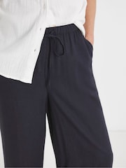 JD Williams Black Linen Wide Leg Trousers - Image 4 of 4