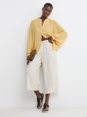 JD Williams Natural Linen Culottes - Image 1 of 4