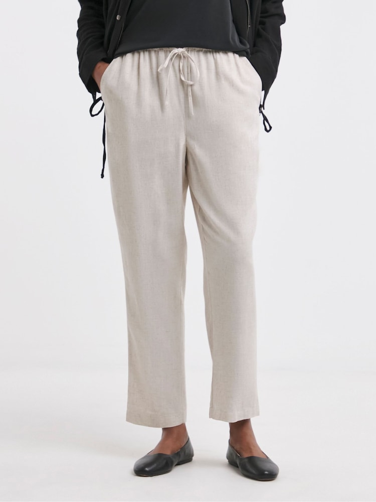 JD Williams White Linen Tapered Trousers - Image 1 of 4