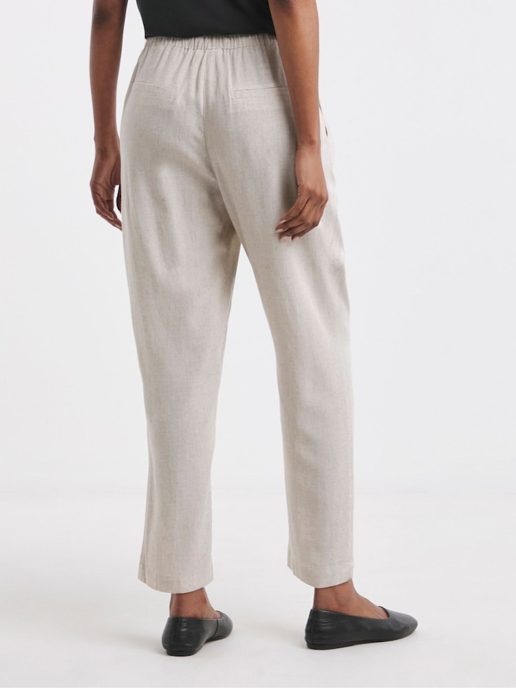 JD Williams White Linen Tapered Trousers - Image 2 of 4