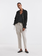 JD Williams White Linen Tapered Trousers - Image 3 of 4