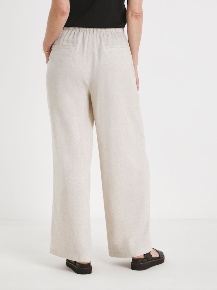 JD Williams Natural Linen Wide Leg Trousers - Image 2 of 4
