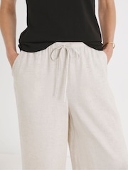 JD Williams Natural Linen Wide Leg Trousers - Image 4 of 4
