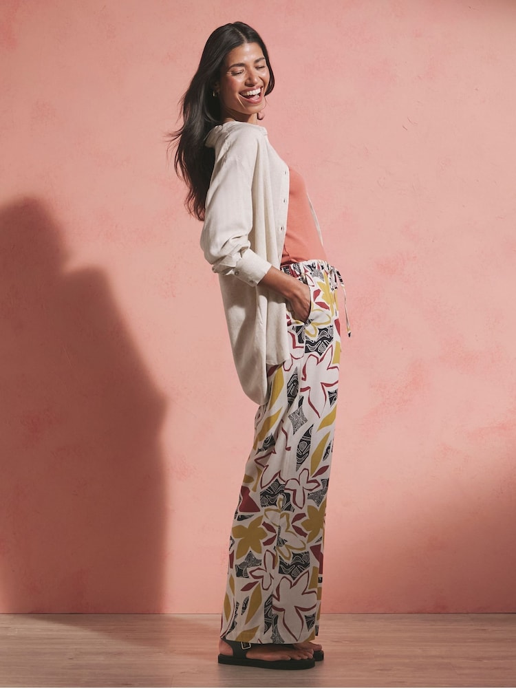 JD Williams Red Linen Wide Leg Trousers - Image 2 of 4