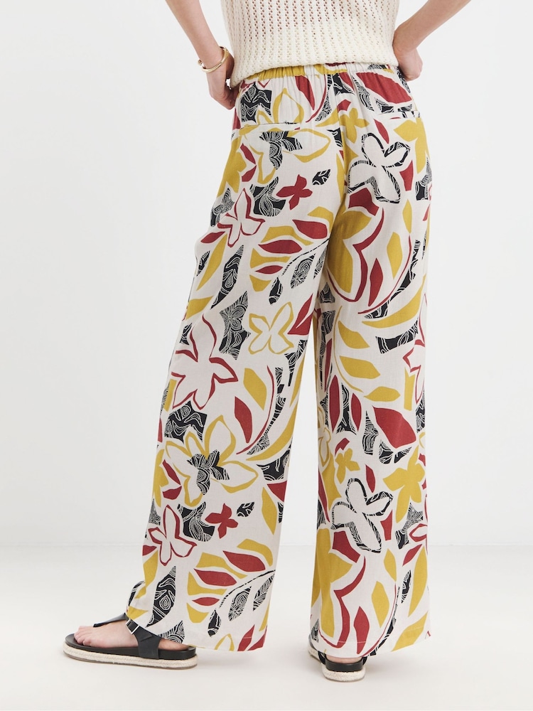 JD Williams Red Stripe Linen Mix Wide Leg Trousers - Image 4 of 4 JD Williams Red Stripe Linen Mix Wide Leg Trousers - Image 4 of 4