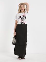 JD Williams Black Linen Frayed Maxi Skirt - Image 1 of 4