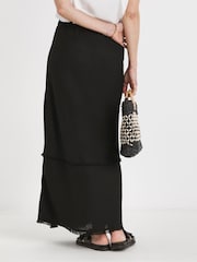 JD Williams Black Linen Frayed Maxi Skirt - Image 3 of 4