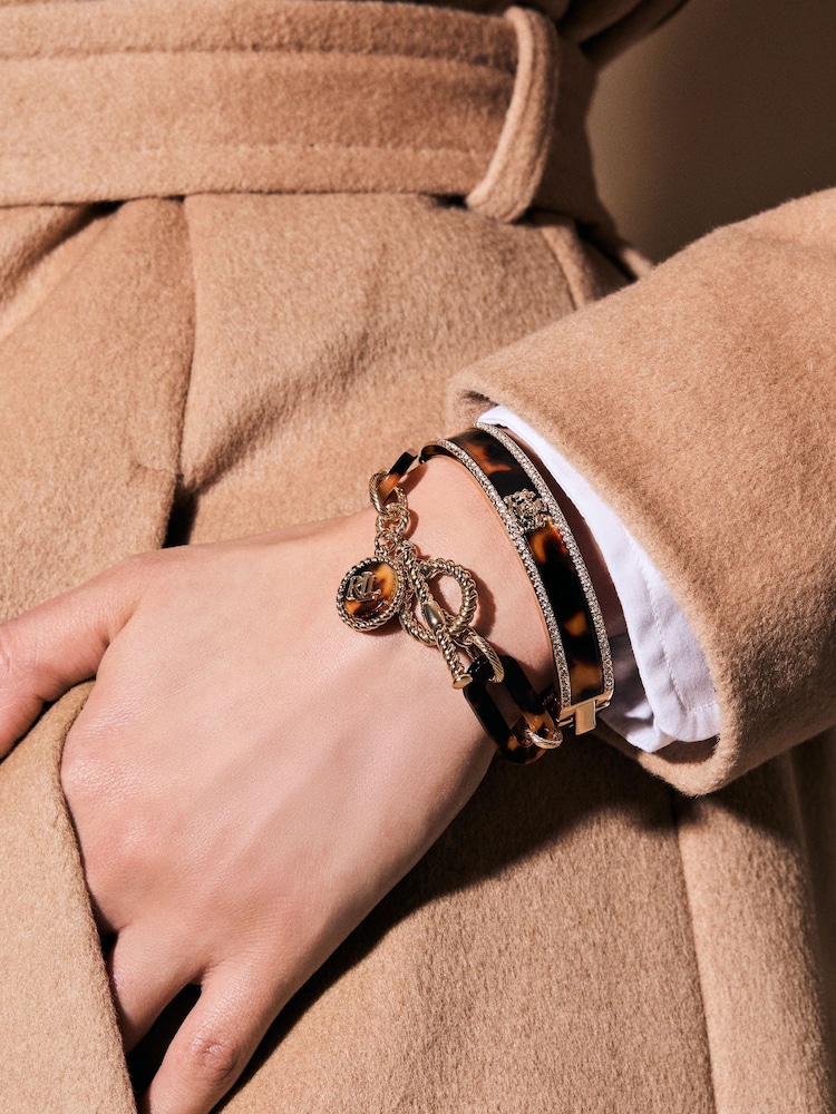 Lauren Ralph Lauren Gold Tone Crest Bangle Bracelet - Image 2 of 2 Lauren Ralph Lauren Gold Tone Crest Bangle Bracelet - Image 2 of 2