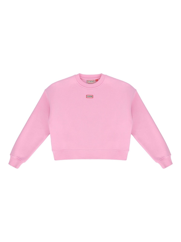 Hunter Pink Tina Logo Cropped Crew Sweat Top - Image 1 of 2