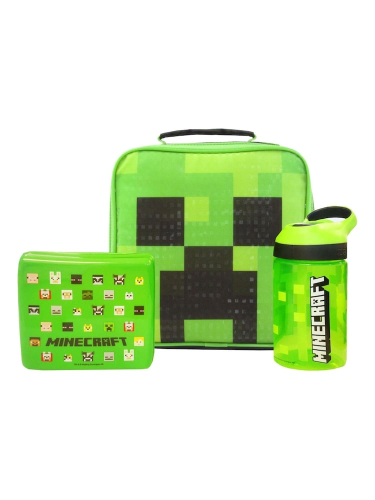 Vanilla Underground Green Boys Minecraft Lunch Bag Bottle and Snack Pot - Image 1 of 6