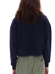 Hunter Blue Tina Logo Cropped Crew Sweat Top - Image 2 of 4
