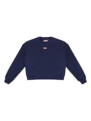 Hunter Blue Tina Logo Cropped Crew Sweat Top - Image 3 of 4