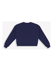Hunter Blue Tina Logo Cropped Crew Sweat Top - Image 4 of 4