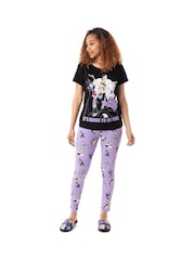 Vanilla Underground Womens Disney Villains Black Short Sleeve Long Leg Pyjamas Set - صورة 1 من 6