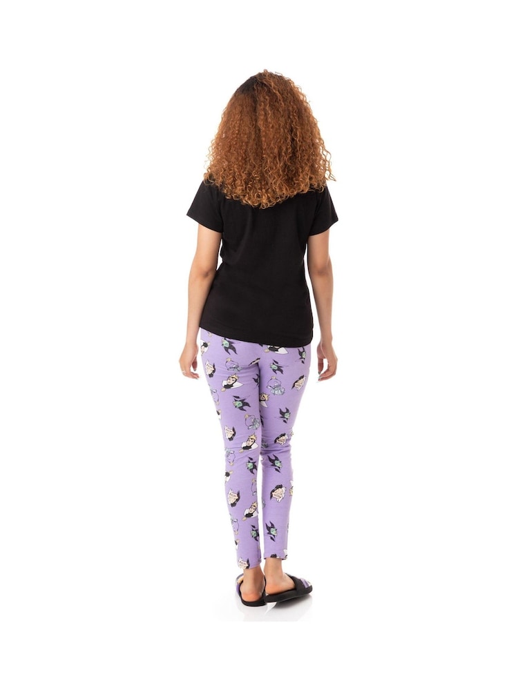 Vanilla Underground Womens Disney Villains Black Short Sleeve Long Leg Pyjamas Set - صورة 2 من 6