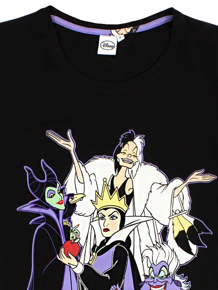 Vanilla Underground Womens Disney Villains Black Short Sleeve Long Leg Pyjamas Set - صورة 6 من 6