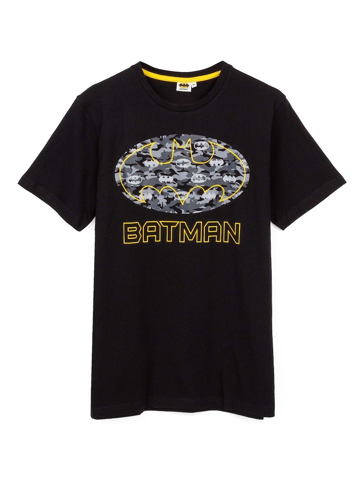 Vanilla Underground Black Mens DC Comics Batman Short Sleeve Long Leg 100% Cotton Pyjamas Set - Image 2 of 6