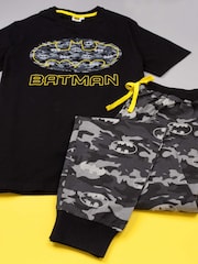 Vanilla Underground Black Mens DC Comics Batman Short Sleeve Long Leg 100% Cotton Pyjamas Set - Image 4 of 6