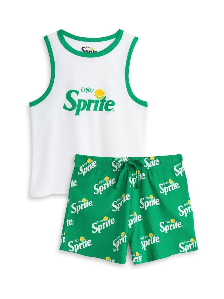 Vanilla Underground Green Womens Sprite Vest and Shorts Pyjamas Set - Image 1 of 6