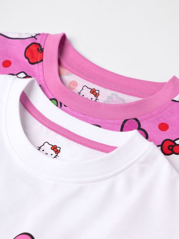 Vanilla Underground Pink Hello Kitty Girls Short Sleeve Short Leg 100% Cotton Pyjamas Set Multipack of 2 - Image 7 of 7