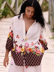 B by Ted Baker Ecru/Suklaa Geo Kukallinen Rantapaita - Kuva 1 / 12