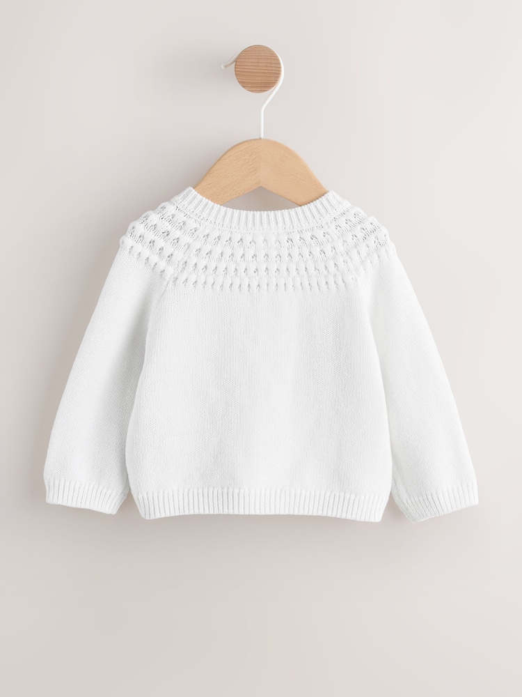 Weiß - Baby Heart Pocket Button Through Cardigan (0mths-2yrs) - Bild 2 von 7