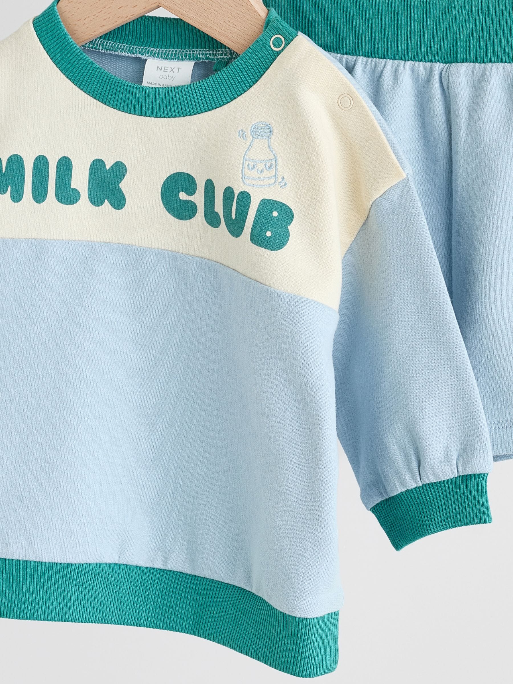 Buy Blue Milk Club Sweatshirt and Shorts Baby Set (0mths-2yrs